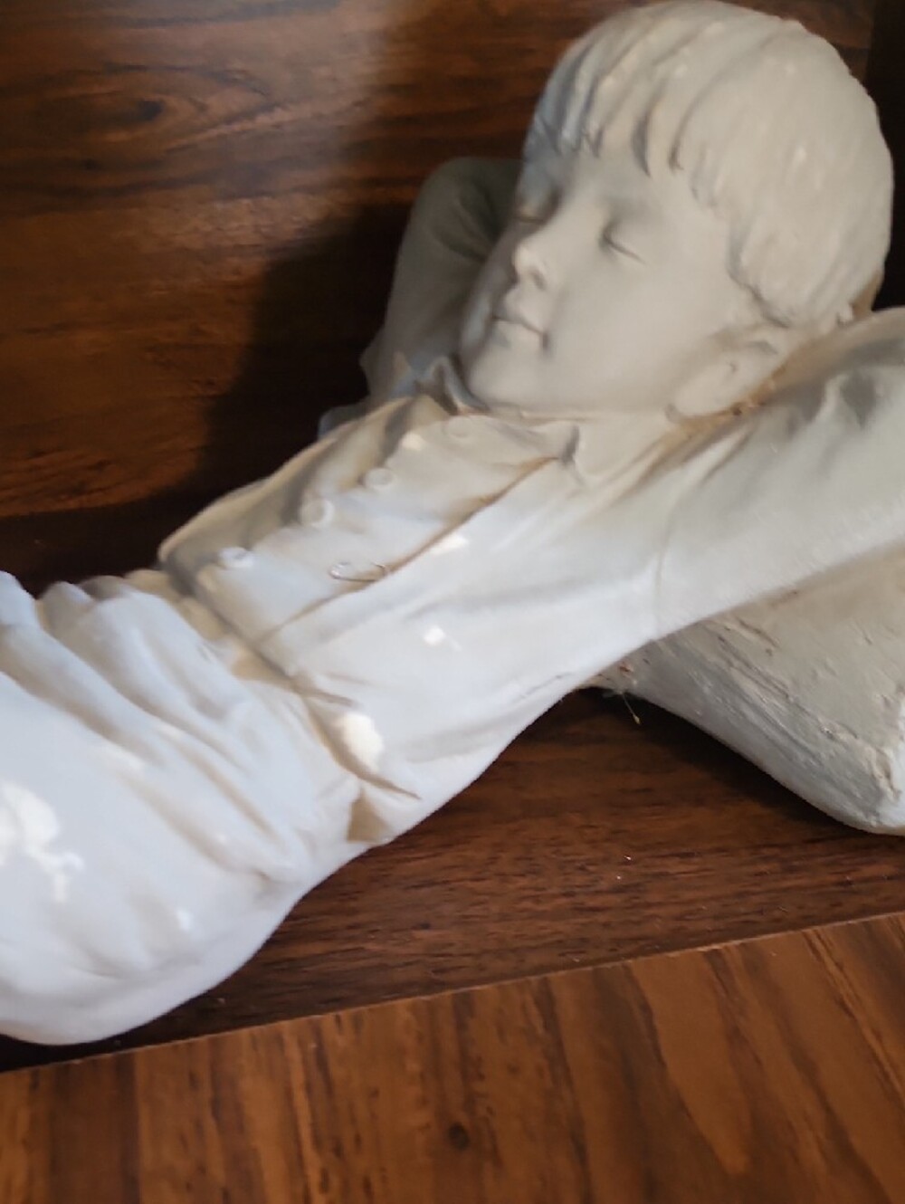 Gray Distressed Reclining Boy Garden Figurine - Picture 7 of 10